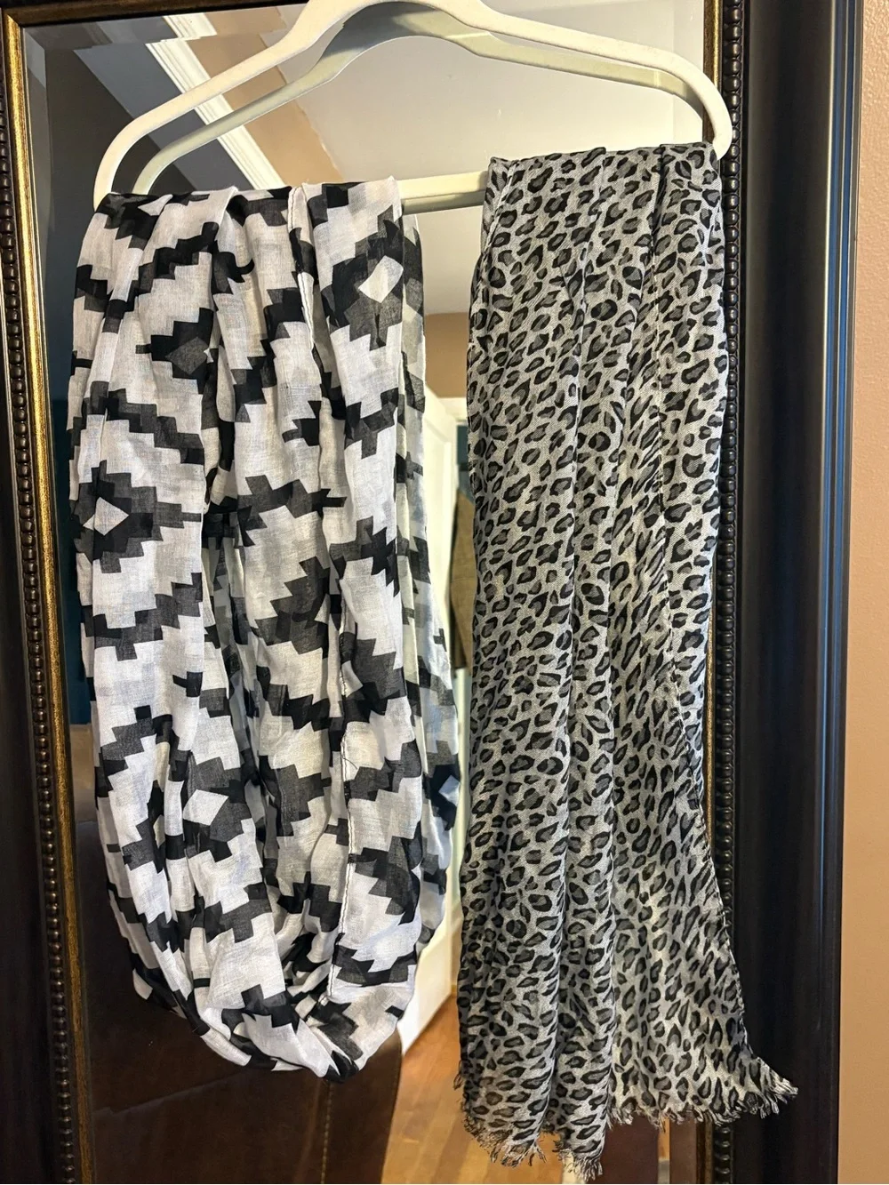 Bundle Neutral Geometric & Leopard Print Scarves - Black, White and Gray